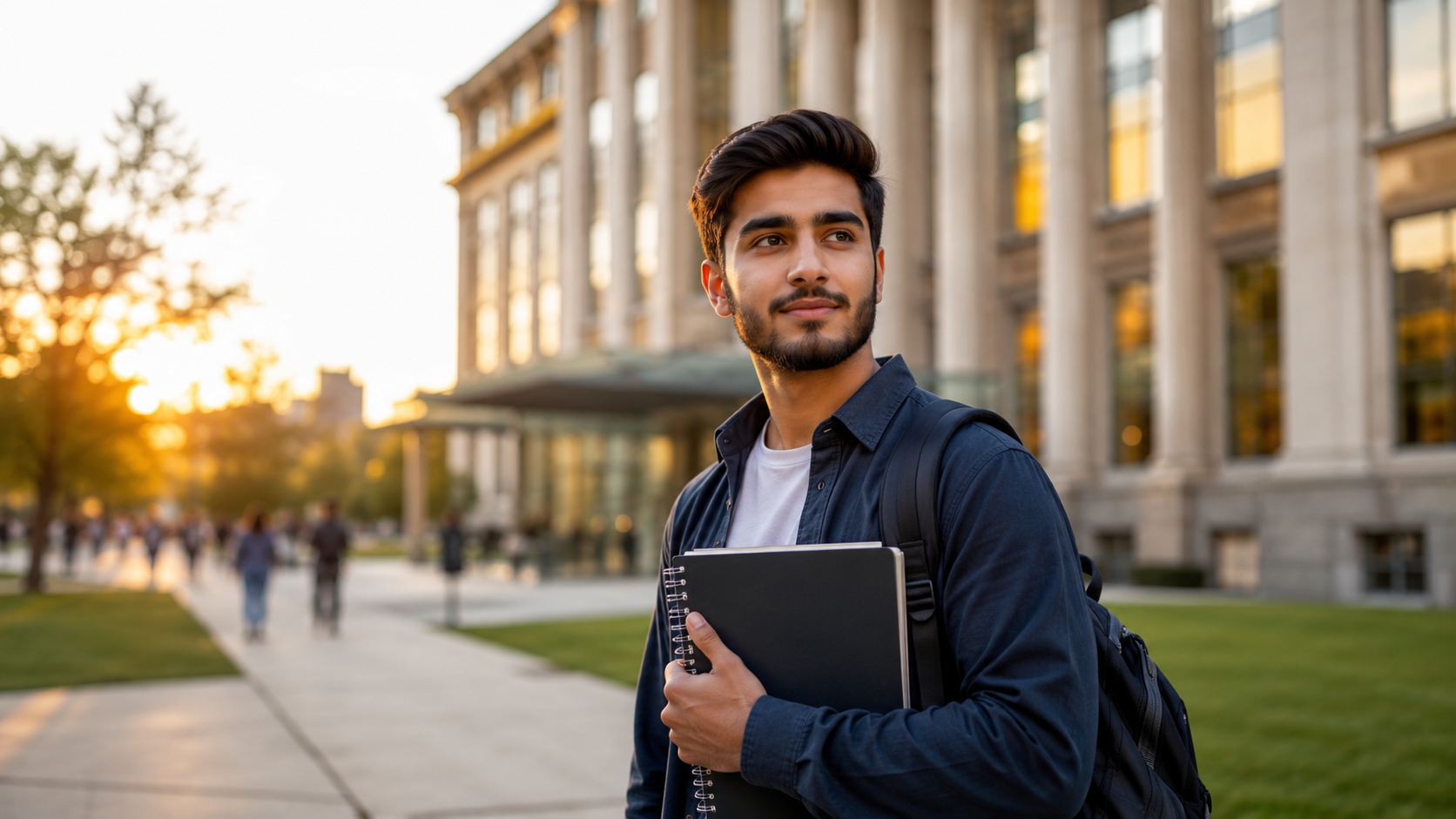 Students walking through campus