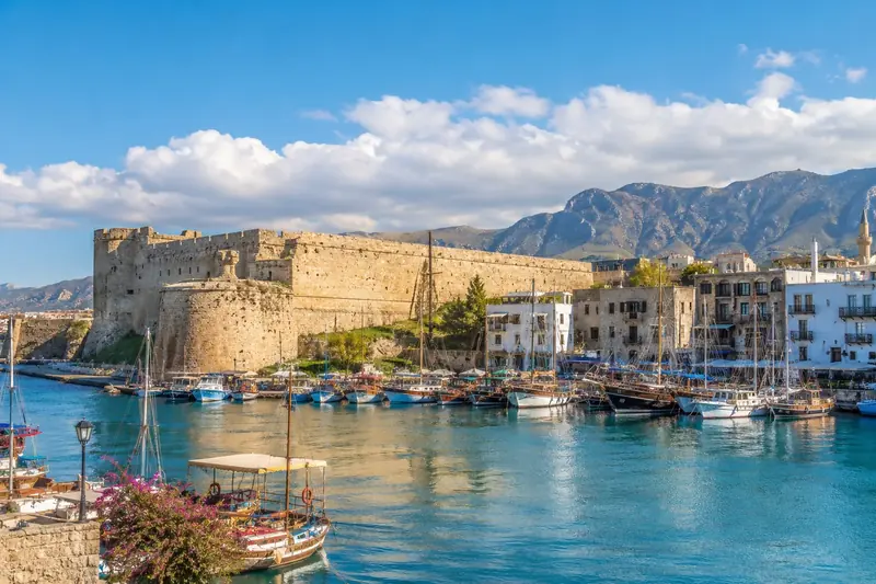 Kyrenia harbour and historic castle landmark in North Cyprus