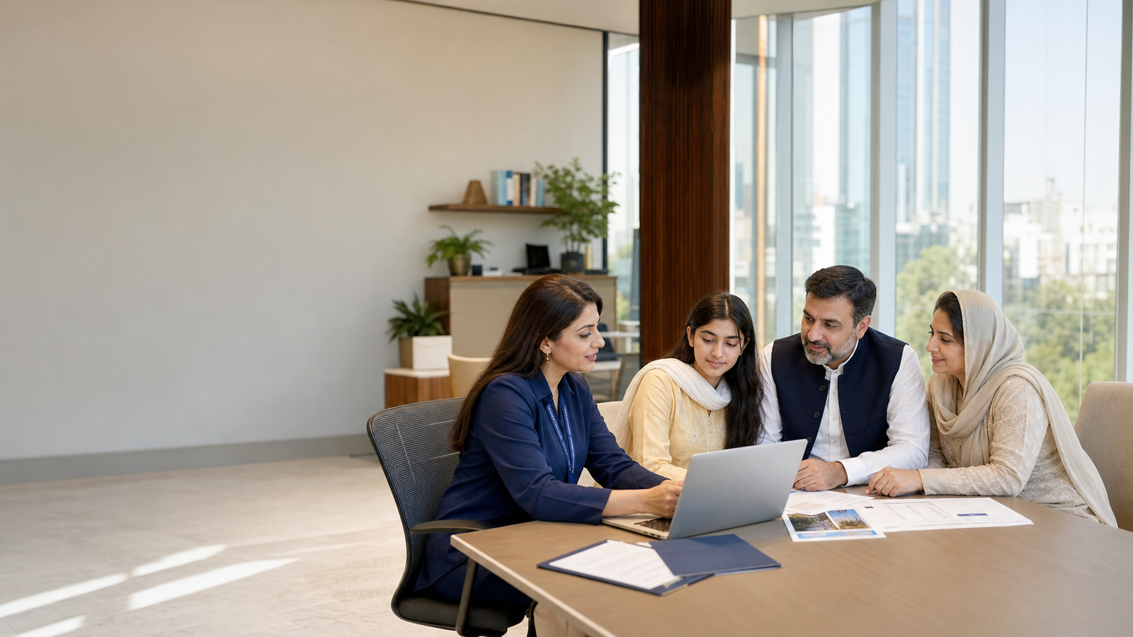 Pakistani student and parents receiving a professional study abroad assessment