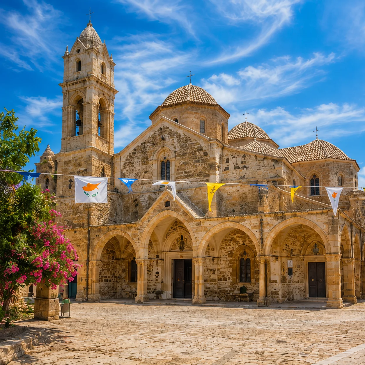 Historic stone church landmark in the Republic of Cyprus