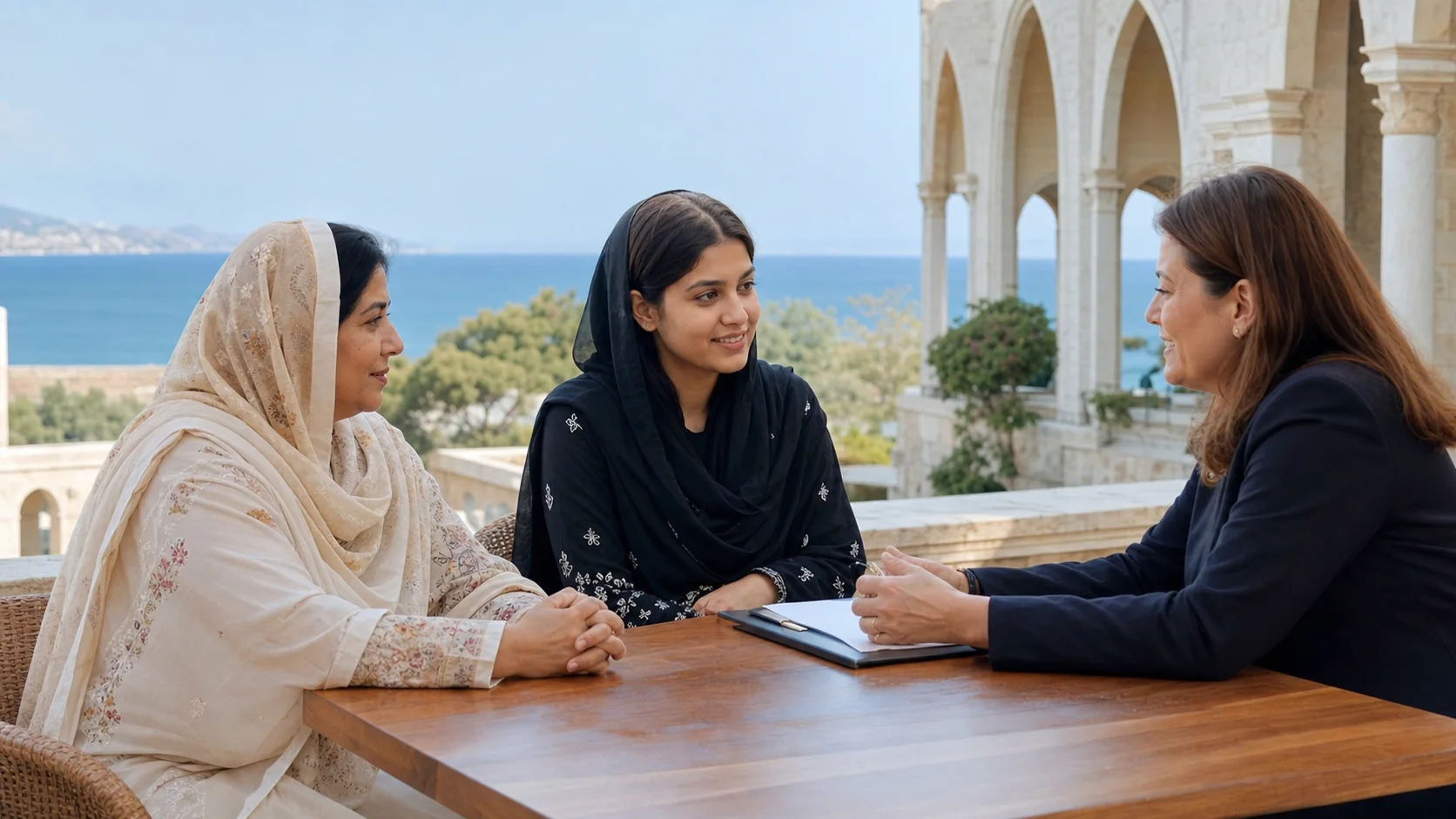Student comparing North Cyprus university programs with an education counselor
